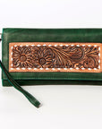 American Darling ADBGZ266 Wristlet Hand Tooled Genuine Leather Women Bag Western Handbag Purse