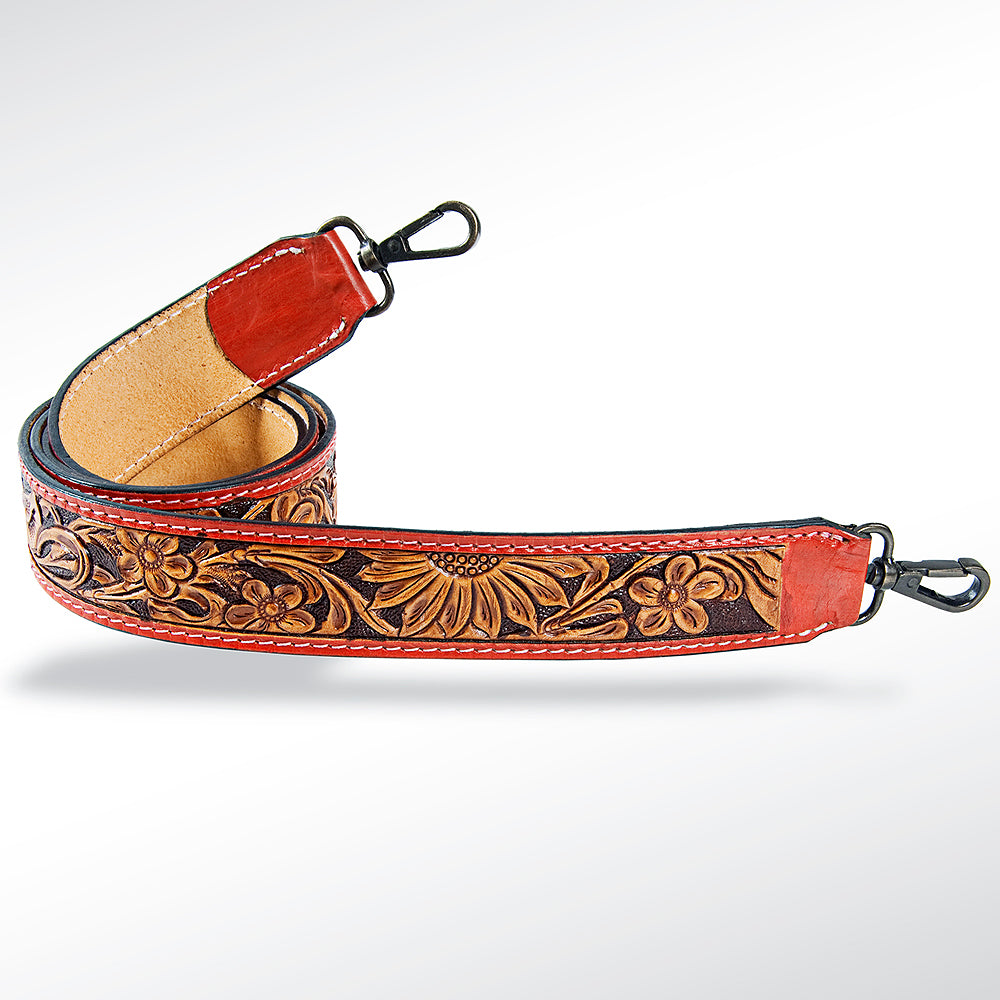 American Darling ADSTF130 Hand Tooled Genuine Leather Crossbody Handle Strap For Bags