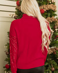Christmas Merry Sequin Sleeve Turtleneck Sweater