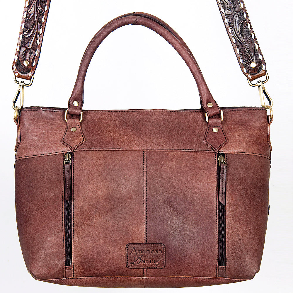 American Darling Tote Hand Tooled Hair On Genuine Leather Women Bag Western Handbag Purse
