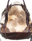 American Darling ADBGI147A Tote Hand Tooled Hair On Genuine Leather Women Bag Western Handbag Purse