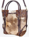 American Darling ADBGI147A Tote Hand Tooled Hair On Genuine Leather Women Bag Western Handbag Purse