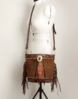 American Darling ADBGI149 Bucket Hand Tooled Hair-On Genuine Leather Women Bag Western Handbag Purse
