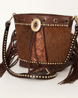 American Darling ADBGI149 Bucket Hand Tooled Hair-On Genuine Leather Women Bag Western Handbag Purse
