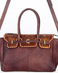 American Darling Tote Hand Tooled Hair On Genuine Leather Women Bag Western Handbag Purse