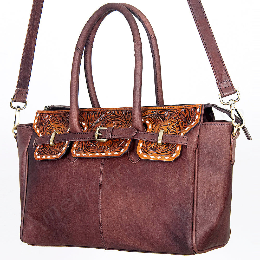 American Darling Tote Hand Tooled Hair On Genuine Leather Women Bag Western Handbag Purse