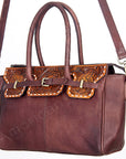 American Darling Tote Hand Tooled Hair On Genuine Leather Women Bag Western Handbag Purse