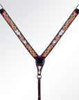 American Darling ADPAF119-BC Western Horse Floral Breast Collor Genuine Leather Tan