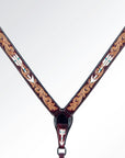 American Darling ADPAF119-BC Western Horse Floral Breast Collor Genuine Leather Tan