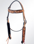 American Darling ADPAF120-HS Western Horse Floral Headstall  Genuine Leather Tan