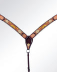 American Darling ADPAF122-BC Western Horse Floral Breast Collor Genuine Leather Tan