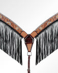 American Darling ADPAF124-BC Western Horse Floral Breast Collor Genuine Leather Tan
