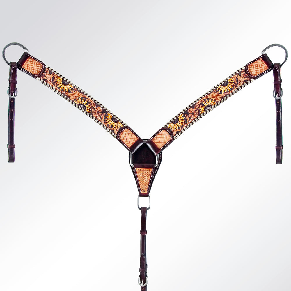 AMERICAN DARLING Western Horse Headstall Breast Collar Set American Leather