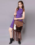 American Darling Cross Body Hand Tooled Hair On Genuine Leather Women Bag Western Handbag Purse