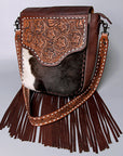 American Darling Cross Body Hand Tooled Hair On Genuine Leather Women Bag Western Handbag Purse