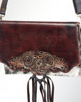 American Darling ADBGZ293 Wallet Hand Tooled Hair-On Genuine Leather Women Bag Western Handbag Purse