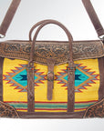 American Darling ADBG516 Duffel Hand Tooled Saddle Blanket Genuine Leather Women Bag Western Handbag Purse