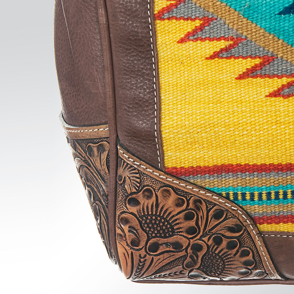 American Darling ADBG516 Duffel Hand Tooled Saddle Blanket Genuine Leather Women Bag Western Handbag Purse