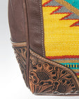 American Darling ADBG516 Duffel Hand Tooled Saddle Blanket Genuine Leather Women Bag Western Handbag Purse