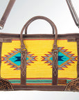 American Darling ADBG516 Duffel Hand Tooled Saddle Blanket Genuine Leather Women Bag Western Handbag Purse