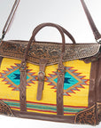 American Darling ADBG516 Duffel Hand Tooled Saddle Blanket Genuine Leather Women Bag Western Handbag Purse