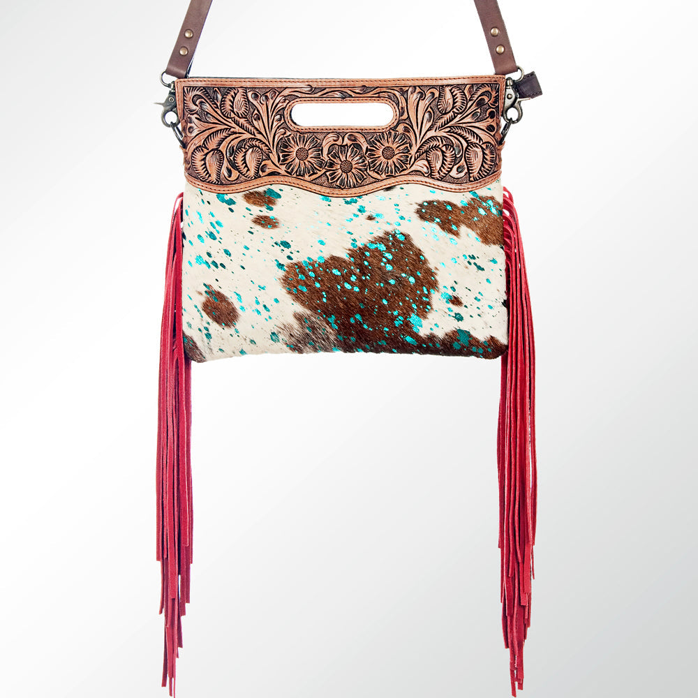 American Darling Clutch Hand Tooled Hair On Genuine Leather Women Bag Western Handbag Purse