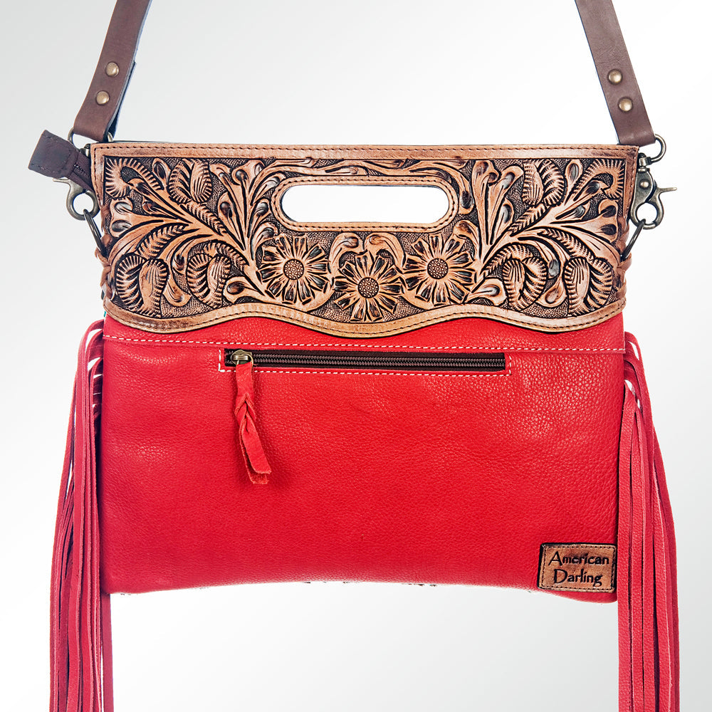 American Darling Clutch Hand Tooled Hair On Genuine Leather Women Bag Western Handbag Purse