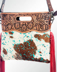 American Darling Clutch Hand Tooled Hair On Genuine Leather Women Bag Western Handbag Purse