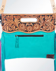 American Darling Clutch Hand Tooled Hair on Genuine Leather Western Women Bag Handbag Purse | Purses for Cute
