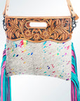 American Darling Clutch Hand Tooled Hair on Genuine Leather Western Women Bag Handbag Purse | Purses for Cute