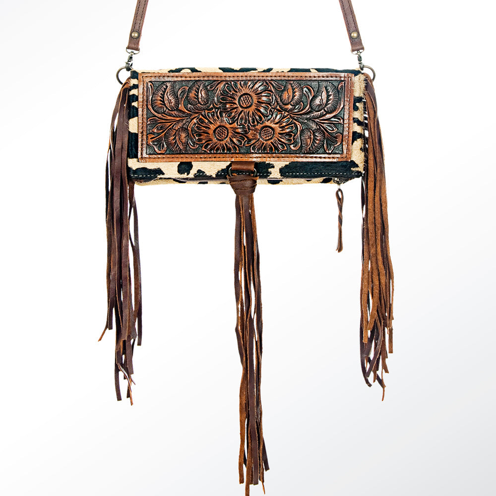 American Darling ADBG526ACGO Wallet Hand Tooled Hair-On Genuine Leather Women Bag Western Handbag Purse