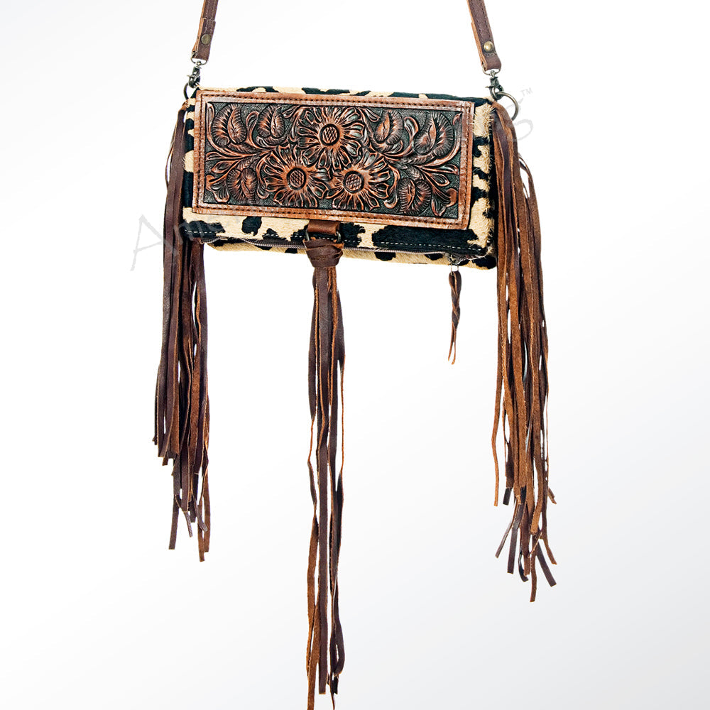 American Darling ADBG526ACGO Wallet Hand Tooled Hair-On Genuine Leather Women Bag Western Handbag Purse