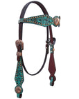 Bar H Equine American Leather Horse Saddle Tack One Ear Headstall | Breast Collar | Browband Headstall | Wither Strap | Tack Set for Horses Spotted Pinwheel Collection