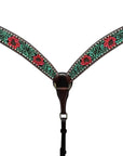 Bar H Equine American Leather Horse Saddle Tack One Ear Headstall | Breast Collar | Browband Headstall | Wither Strap | Tack Set for Horses Botanic Chiseled Collection