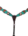Bar H Equine American Leather Horse Saddle Tack One Ear Headstall | Breast Collar | Browband Headstall | Wither Strap | Tack Set for Horses Jora Autumn Collection