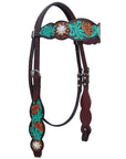 Bar H Equine American Leather Horse Saddle Tack One Ear Headstall | Breast Collar | Browband Headstall | Wither Strap | Tack Set for Horses Jora Autumn Collection