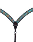 Bar H Equine American Leather Horse Saddle Tack One Ear Headstall | Breast Collar | Browband Headstall | Wither Strap | Tack Set for Horses Turquoise Symmetry Collection