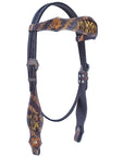 Bar H Equine American Leather Horse Saddle Tack One Ear Headstall | Breast Collar | Browband Headstall | Wither Strap | Tack Set for Horses Tropical Snake Collection