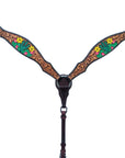 Bar H Equine American Leather Horse Saddle Tack One Ear Headstall | Breast Collar | Browband Headstall | Wither Strap | Tack Set for Horses Tropical Cacti Cactus Daffodil Collection
