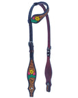 Bar H Equine American Leather Horse Saddle Tack One Ear Headstall | Breast Collar | Browband Headstall | Wither Strap | Tack Set for Horses Tropical Cacti Cactus Daffodil Collection