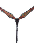 Bar H Equine American Leather Horse Saddle Tack One Ear Headstall | Breast Collar | Browband Headstall | Wither Strap | Tack Set for Horses Tropical Turquoise Curved Collection