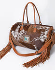 American Darling Duffel Hand Tooled Hair on Genuine Leather Western Women Bag | Handbag | Leather Duffle Bag | Weekend Bag | Travel Duffel Bags | Duffel Bag for Women | Leather Duffle Bag