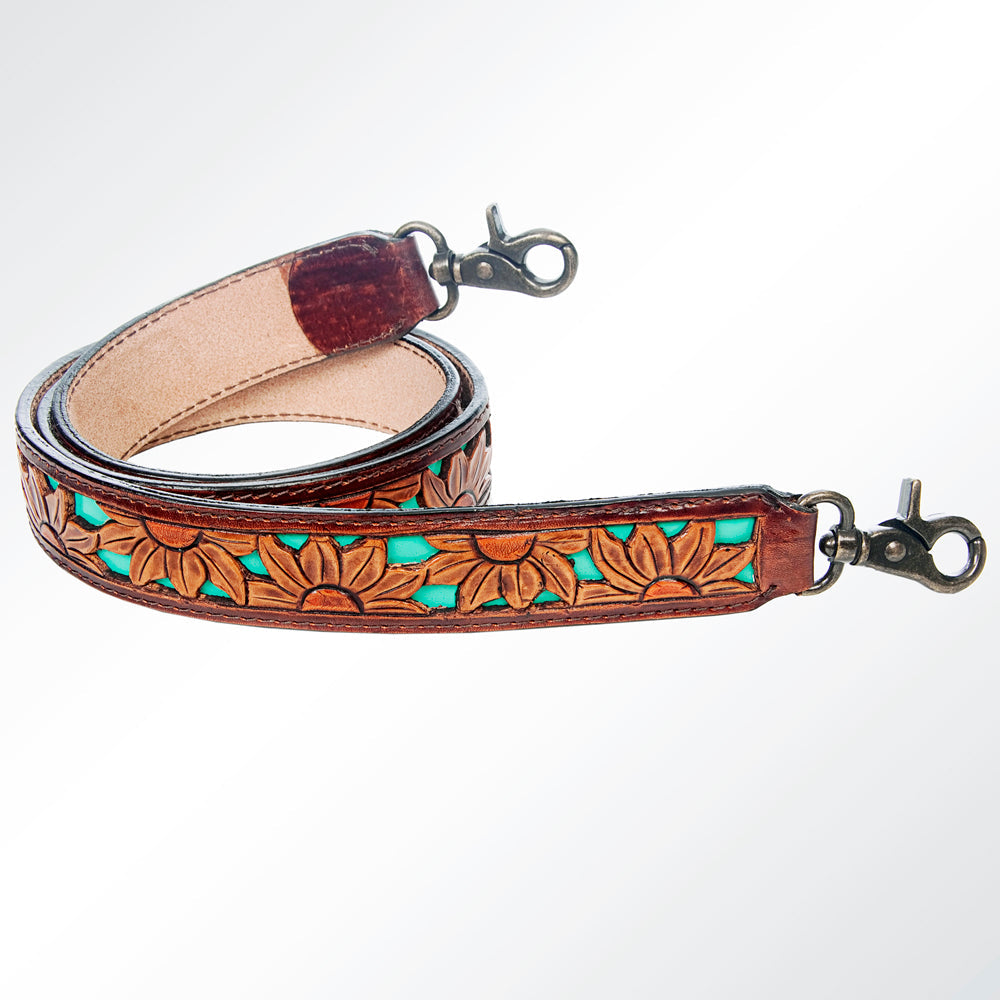 American Darling ADSTF137 Hand Tooled Genuine Leather Crossbody Handle Strap For Bags