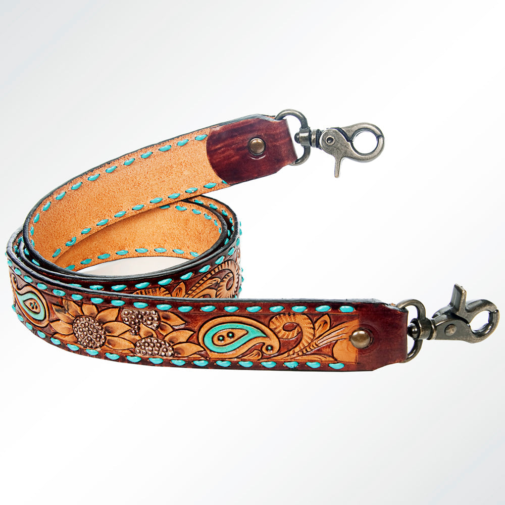 American Darling ADSTF147 Hand Tooled Genuine Leather Crossbody Handle Strap For Bags