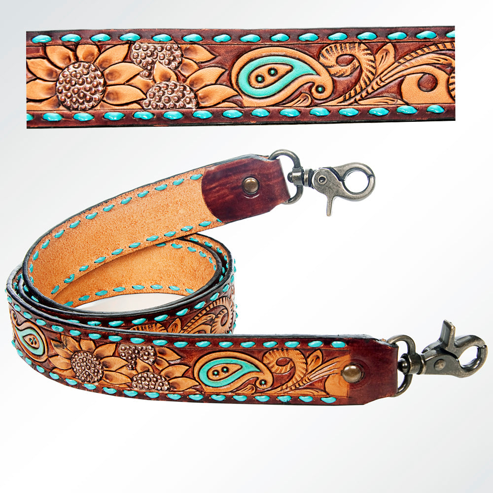 American Darling ADSTF147 Hand Tooled Genuine Leather Crossbody Handle Strap For Bags