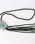American Darling ADJW101B Braided Genuine Leather Jewelry Necklace with Concho