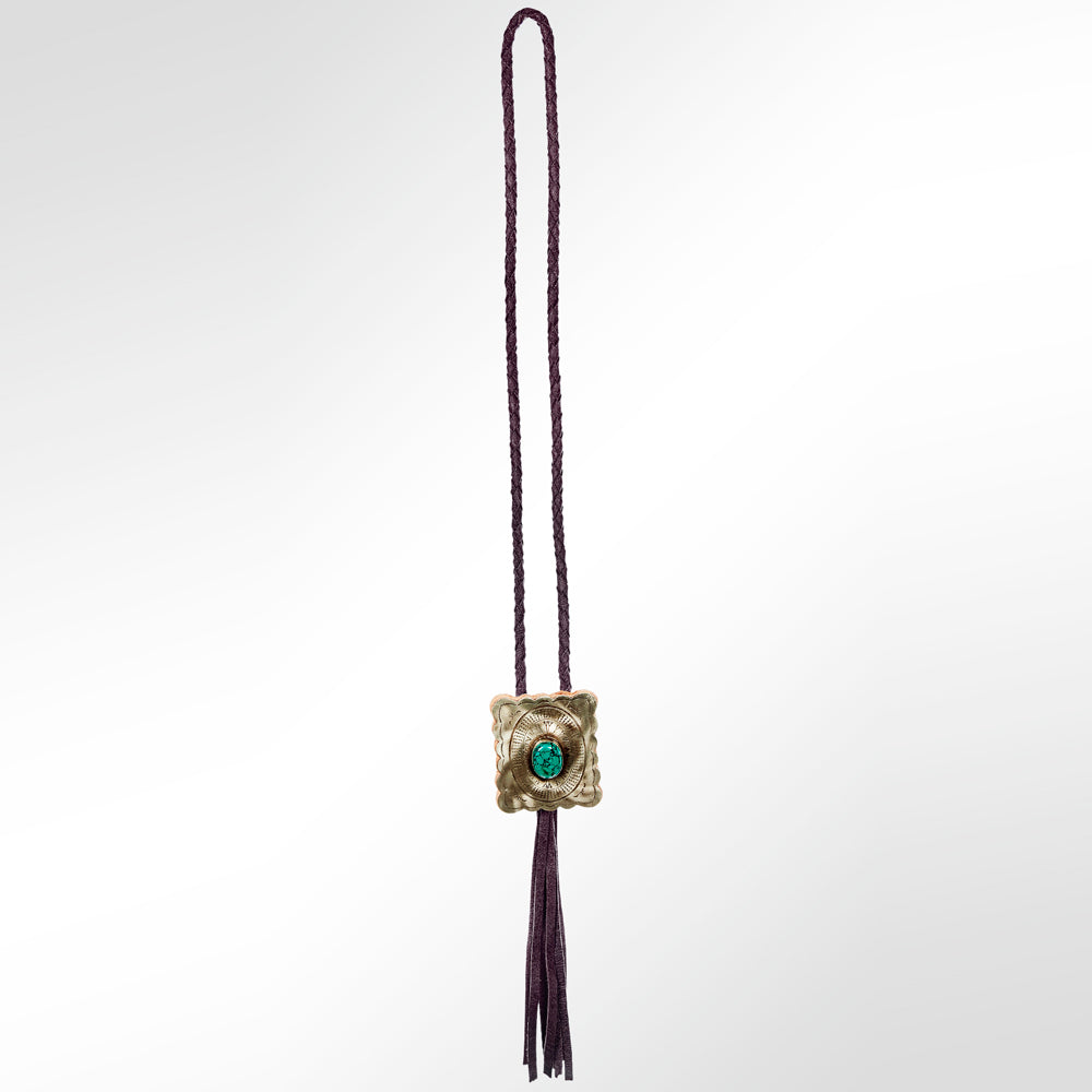 American Darling ADJW101C Braided Genuine Leather Jewelry Necklace with Concho