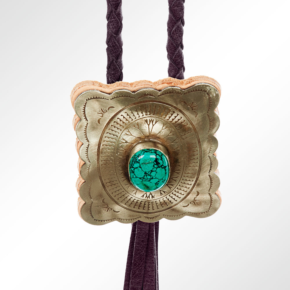 American Darling ADJW101C Braided Genuine Leather Jewelry Necklace with Concho