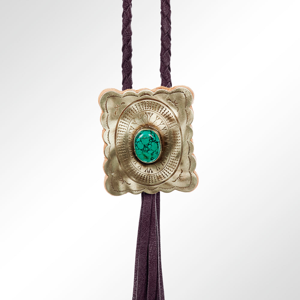 American Darling ADJW101C Braided Genuine Leather Jewelry Necklace with Concho