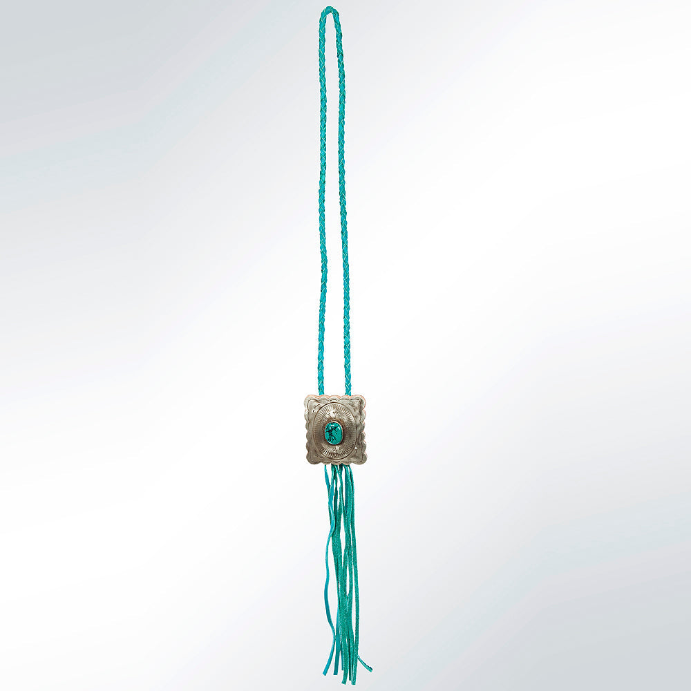 American Darling ADJW101D Braided Genuine Leather Jewelry Necklace with Concho